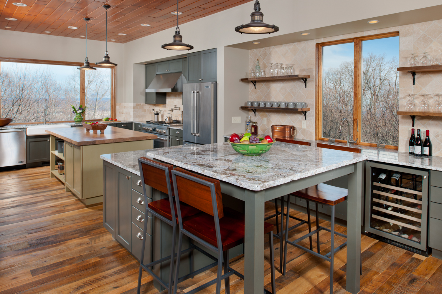 Gosnell Builders Home Renovation Project Boulder Ridge Kitchen and Dining Room with Gorgeous Wooded View